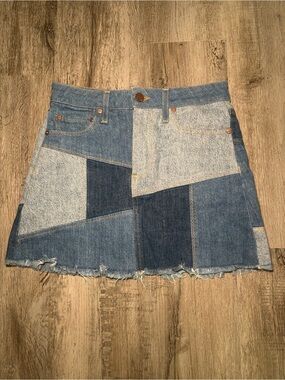 Patchwork Denim Mini Skirt